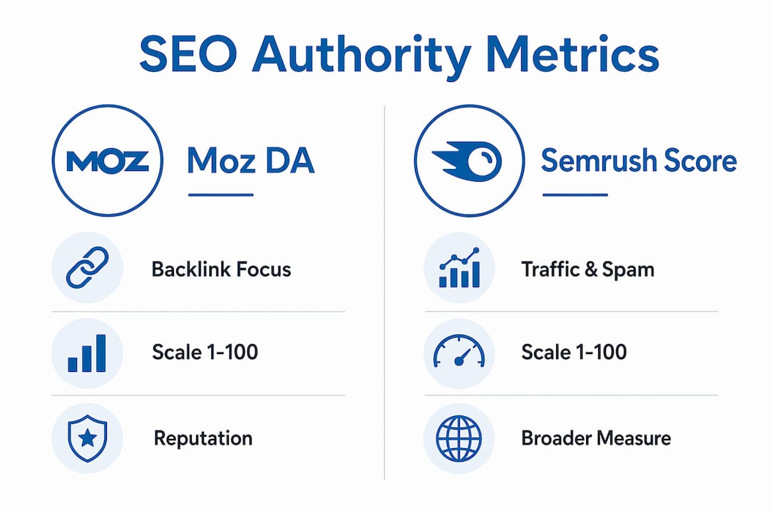 Comparison of popular SEO authority metrics