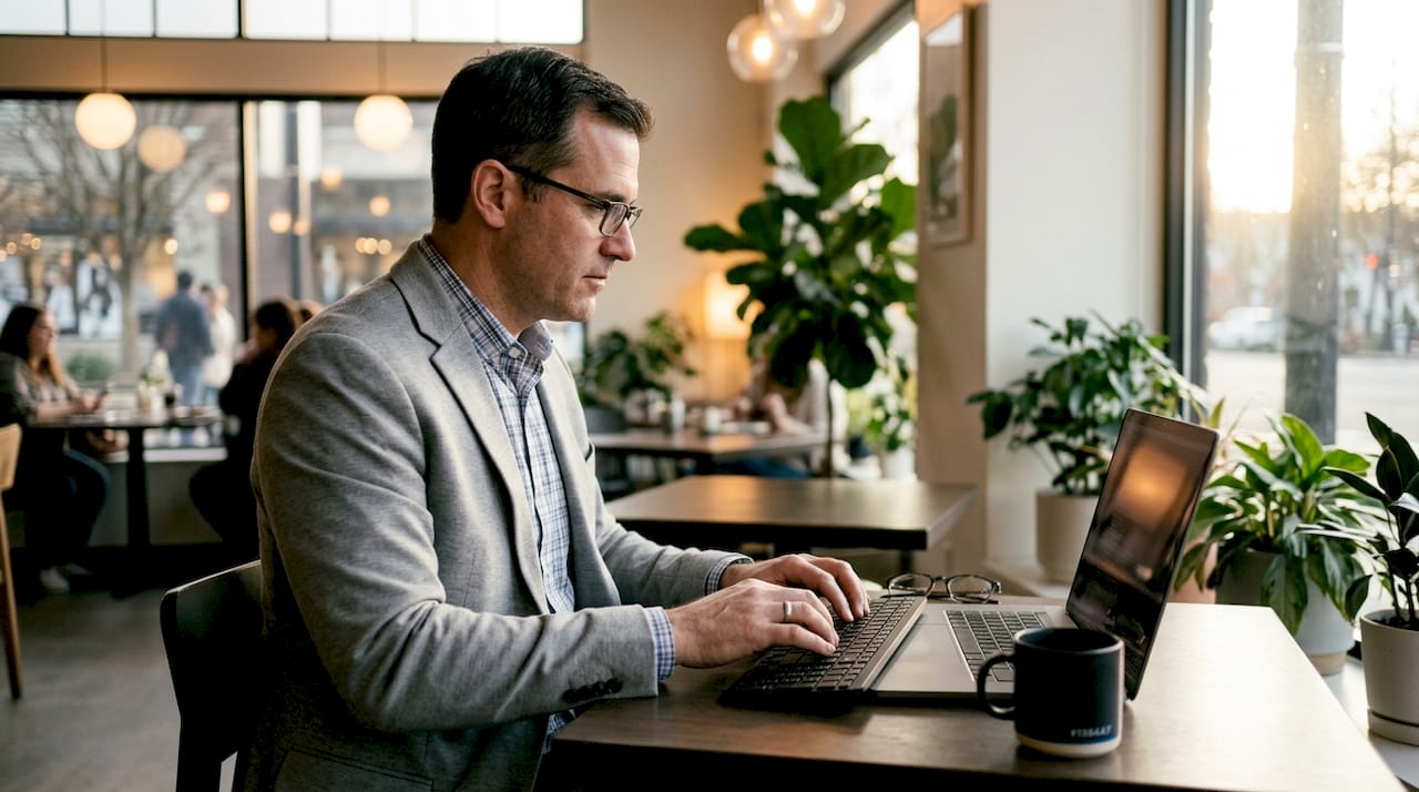 Hands typing on keyboard at home office desk