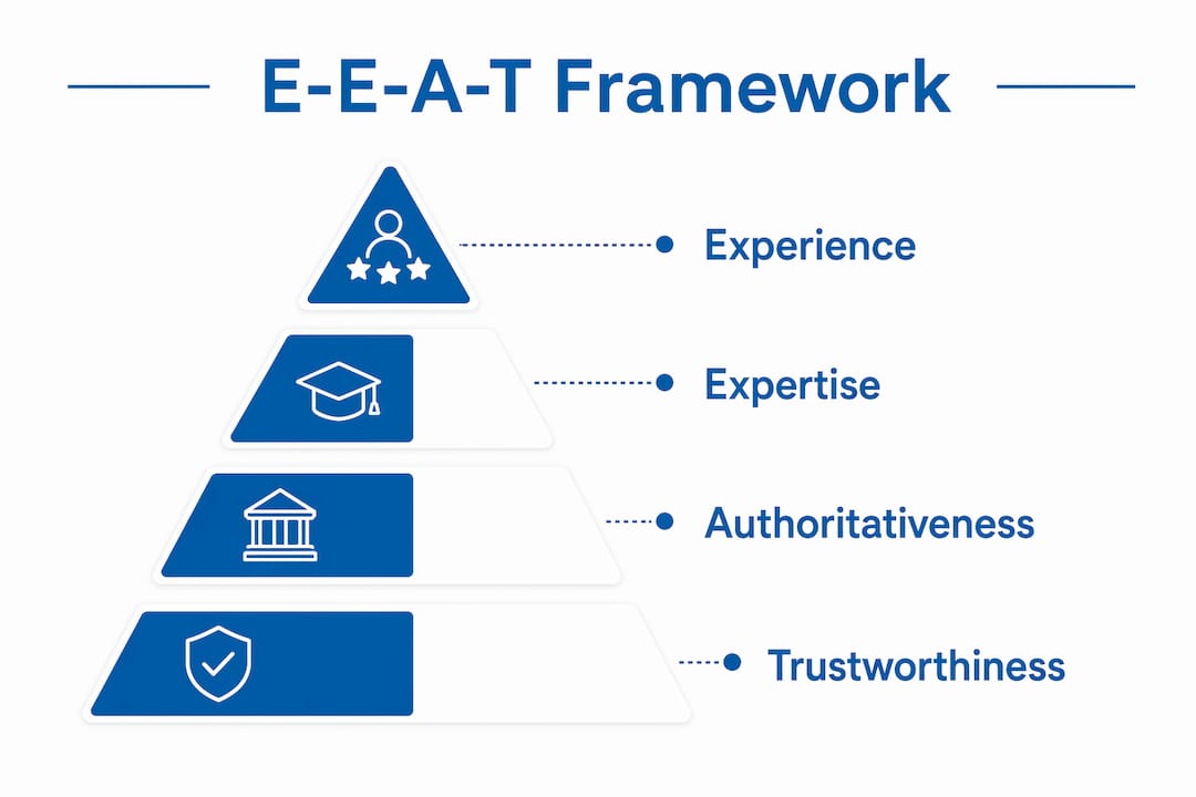 Infographic showing E-E-A-T components hierarchy