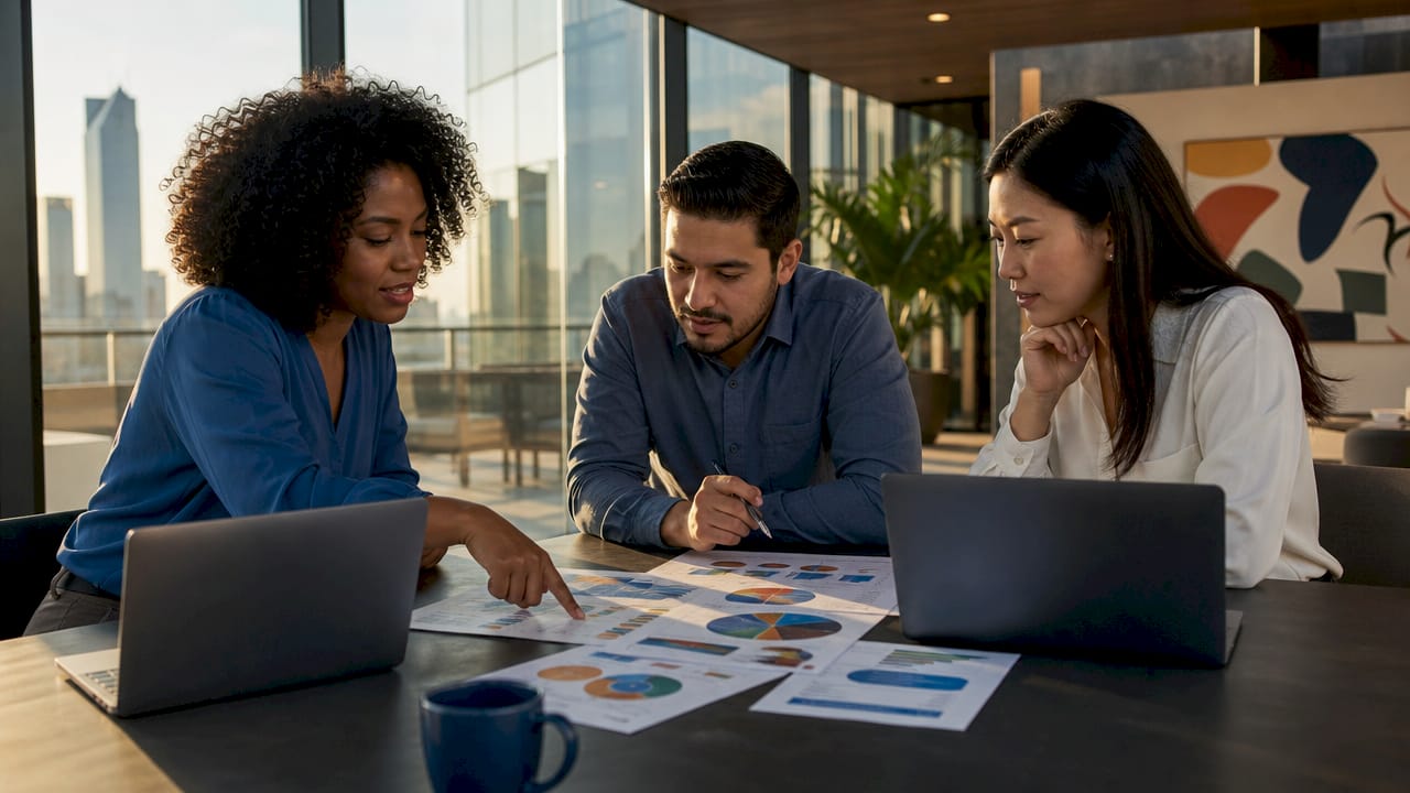 Team collaborating on SEO strategy discussion