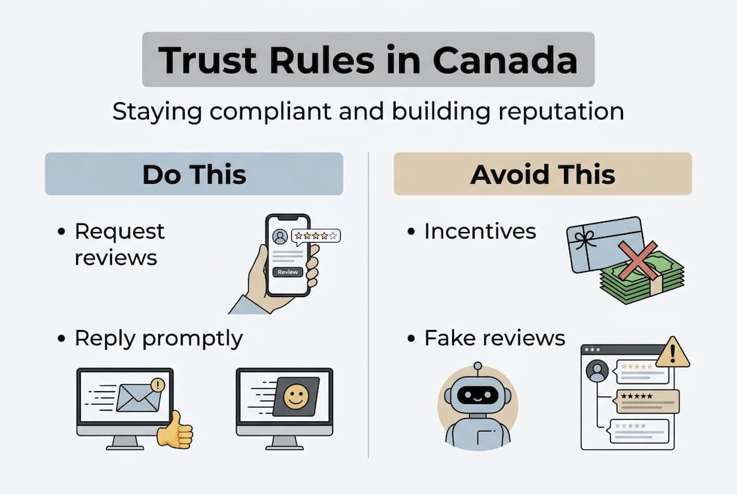 Infographic showing review compliance dos and don'ts
