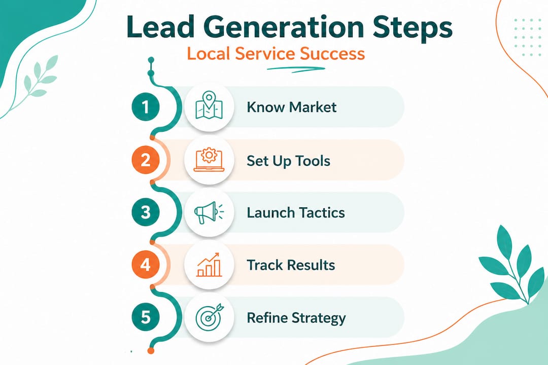 Infographic outlining lead generation steps