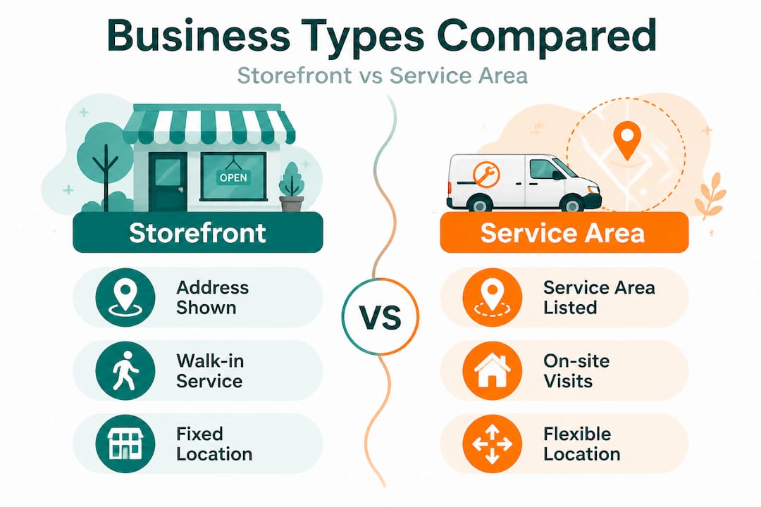 Infographic comparing storefront and service businesses