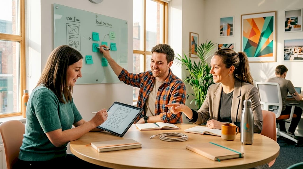 Web agency team planning custom website