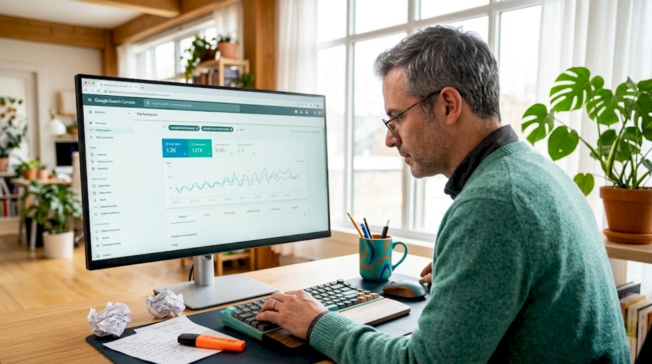 Man checking website crawl errors in office