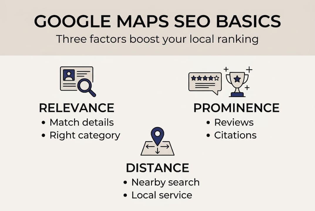 Infographic of Google Maps SEO ranking factors