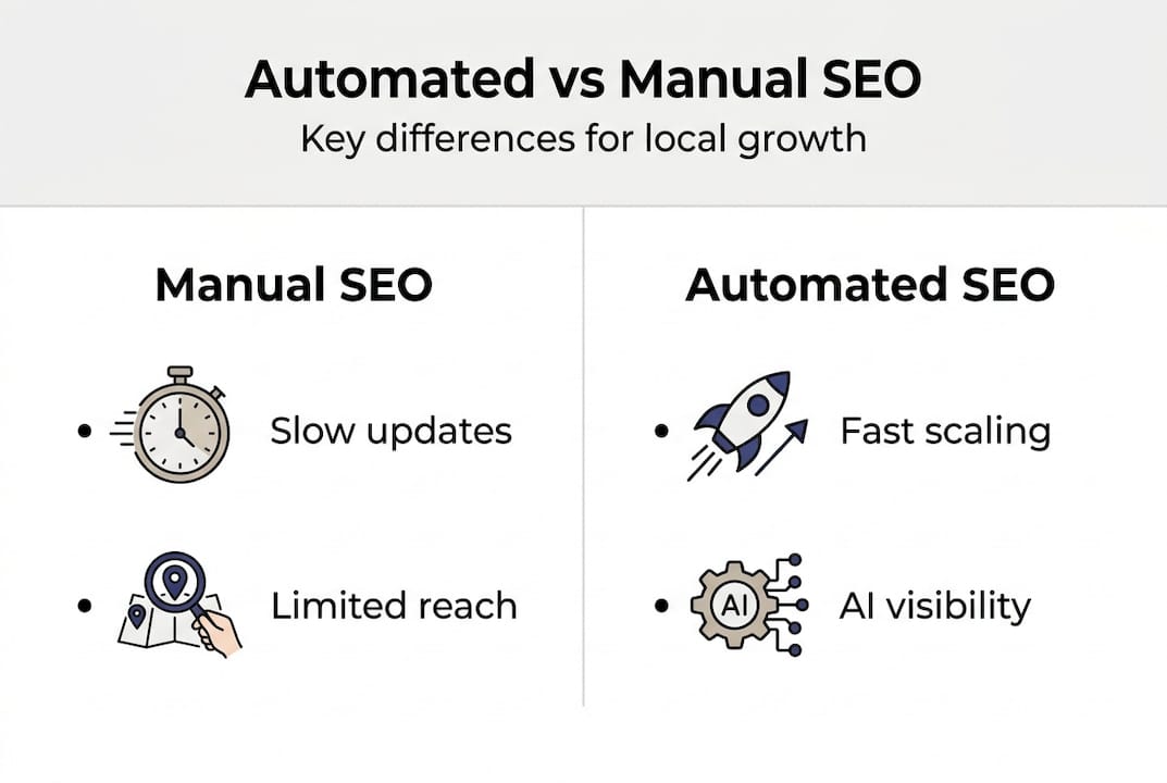 Infographic comparing manual and automated SEO