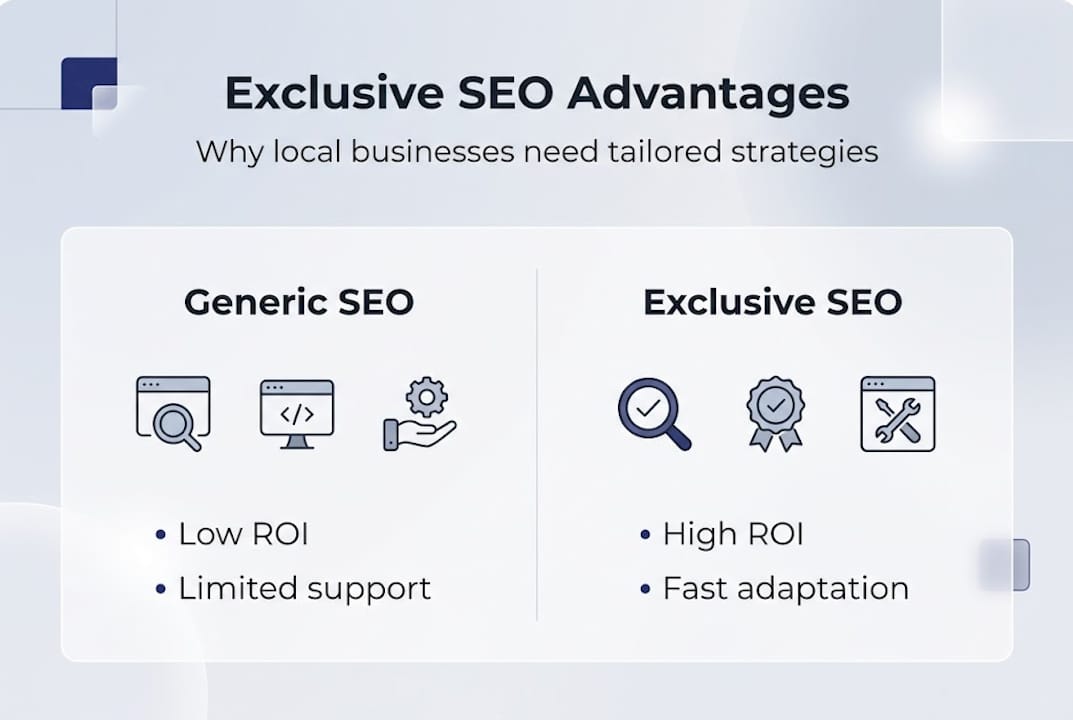 Infographic comparing exclusive and generic SEO