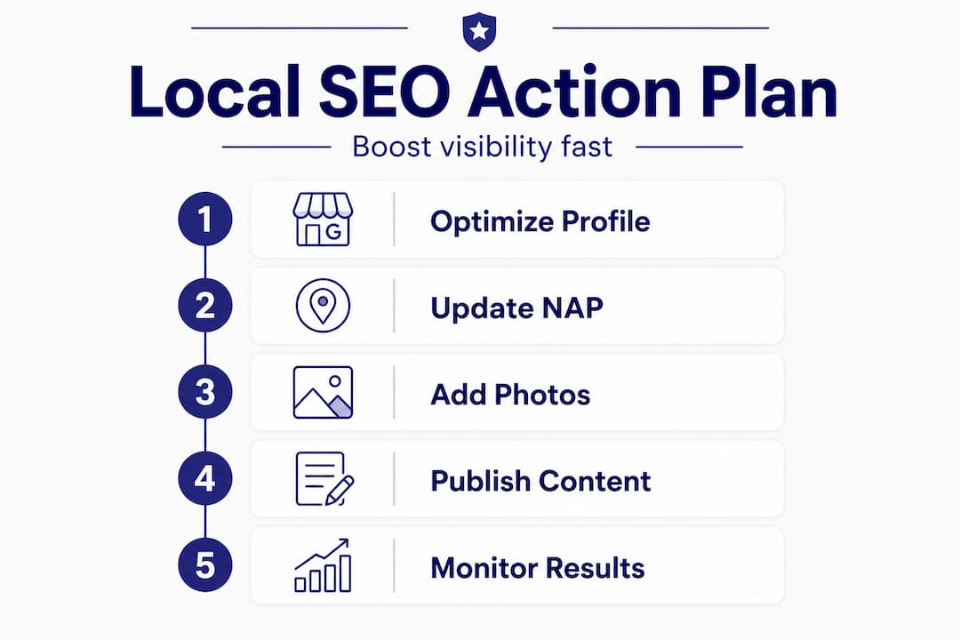 Infographic showing step-by-step local SEO plan