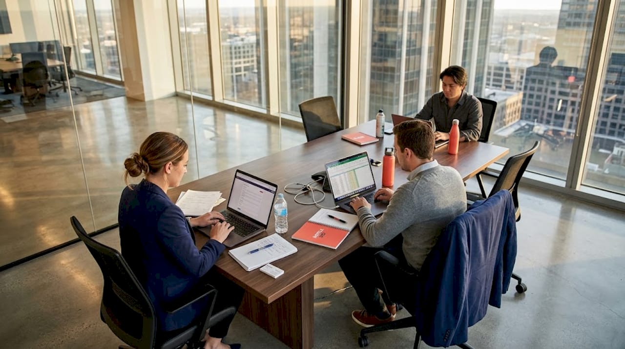 SEO team updating business listings in office