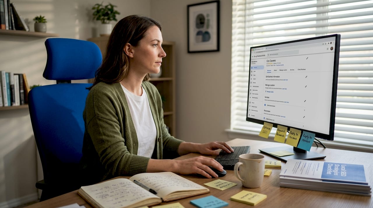 Marketing manager updating Google Business Profile