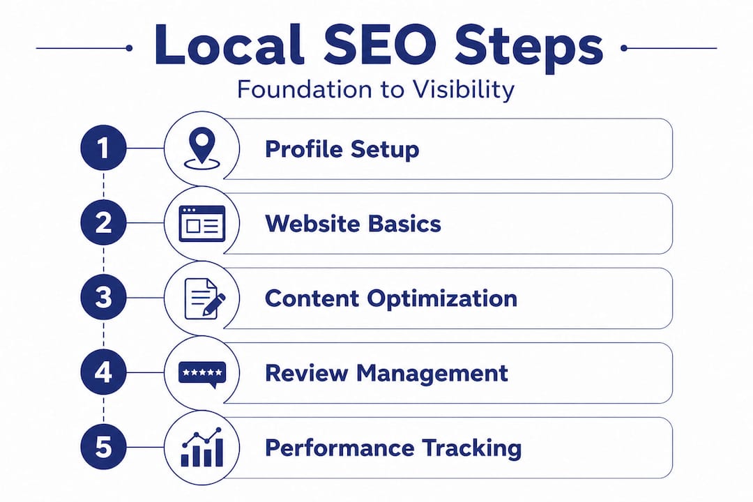 Infographic showing step-by-step local SEO process