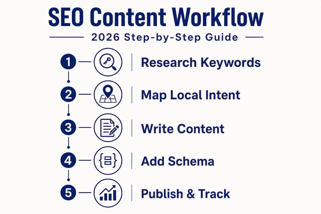 Infographic of modern SEO content workflow steps