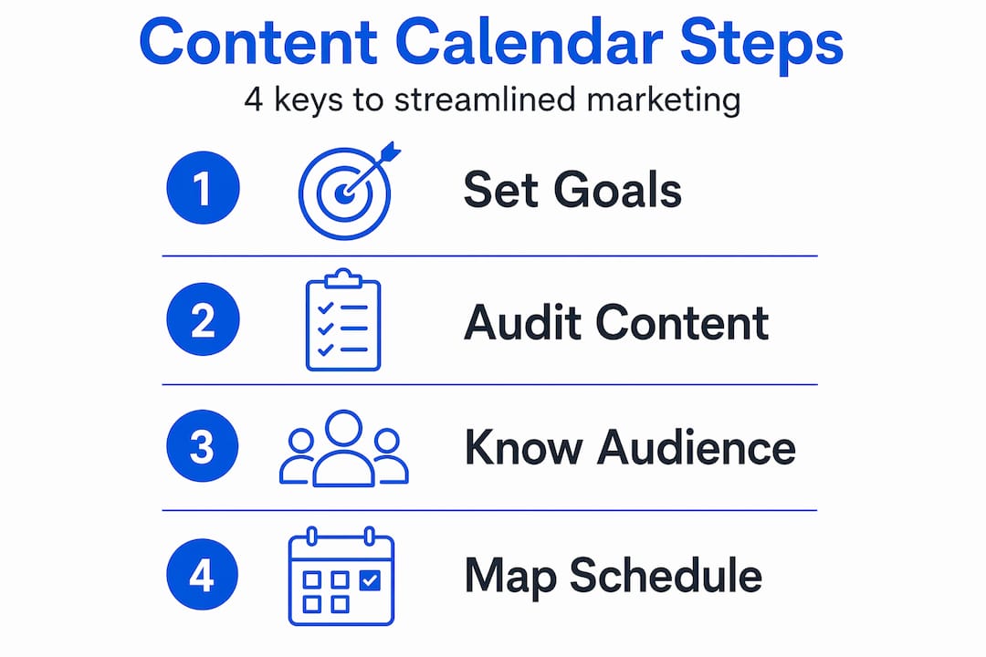 Infographic of four key content calendar steps