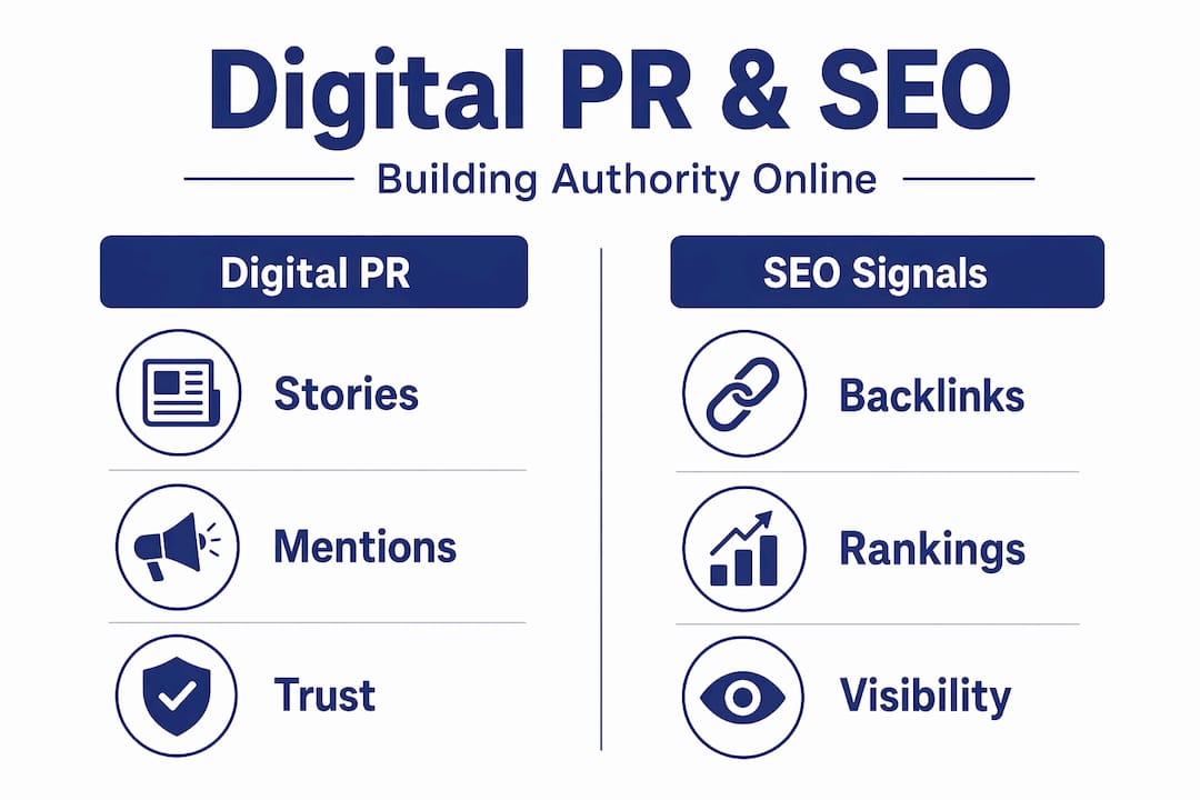 Infographic comparing digital PR and SEO signals