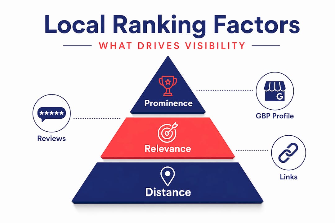 Hierarchy infographic of local Google ranking factors
