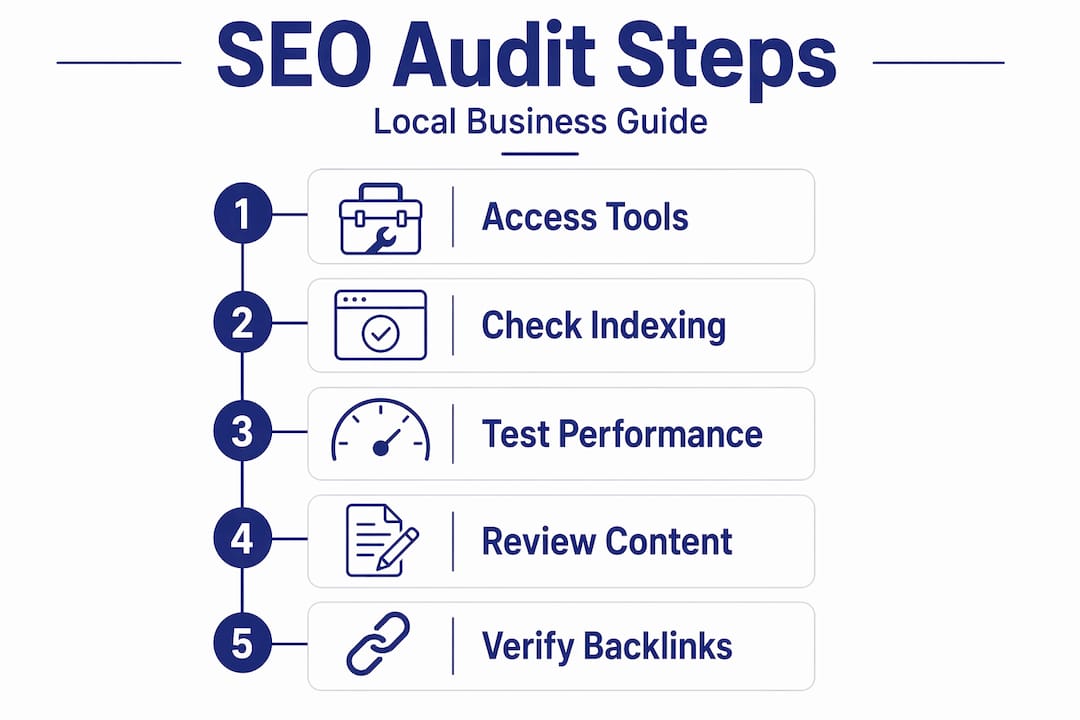 Infographic of five-step local SEO audit process