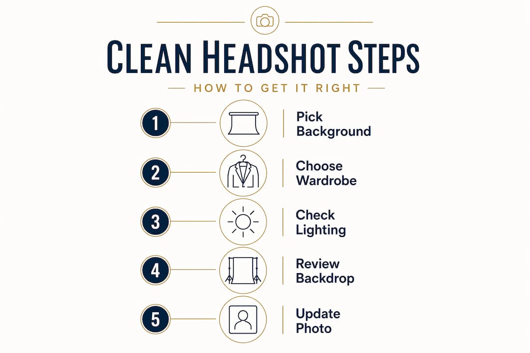 Infographic showing steps for clean headshots