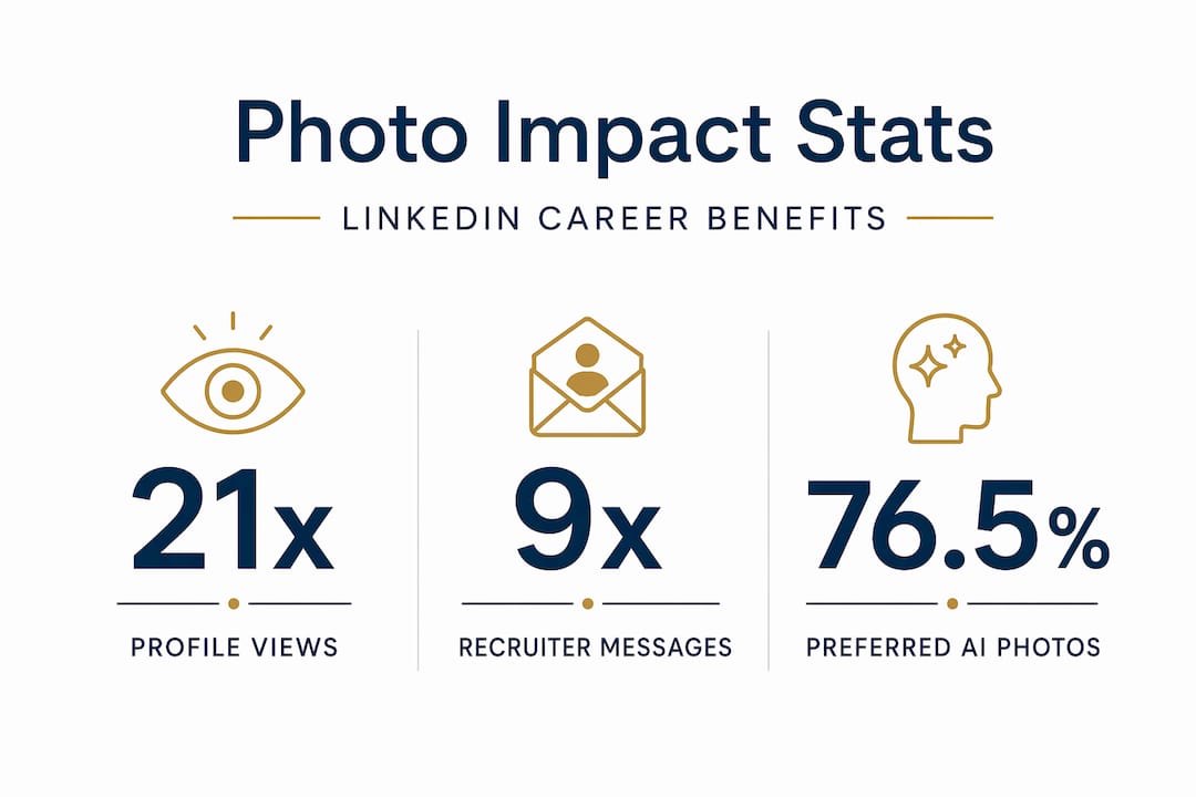 Infographic showing LinkedIn photo impact statistics