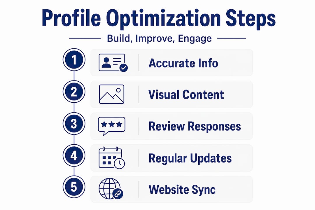 Infographic showing steps of profile optimization