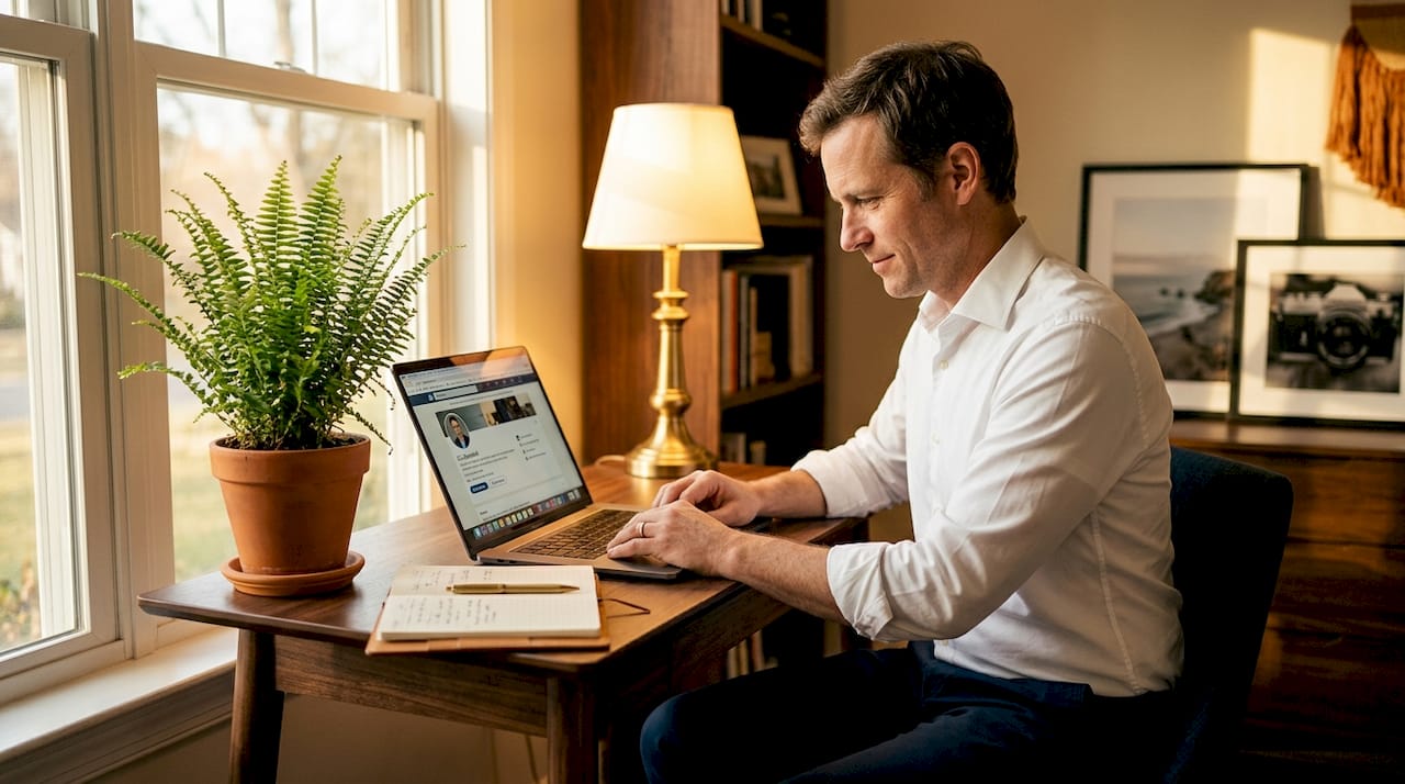 Man updating LinkedIn with professional headshot