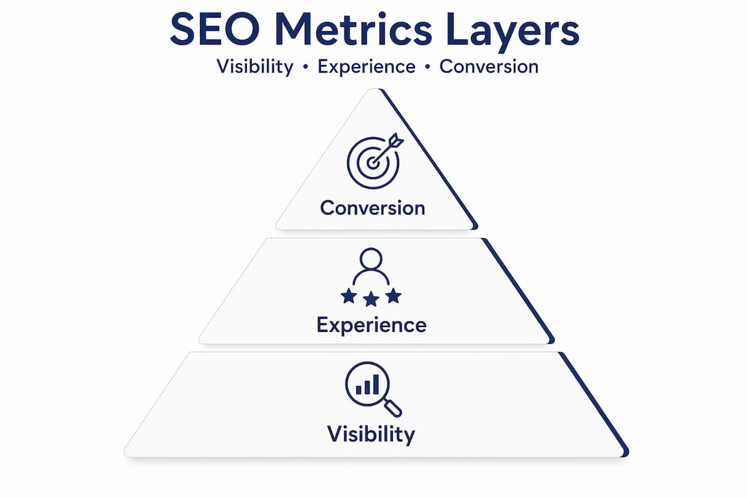 Hierarchy diagram of SEO metrics layers