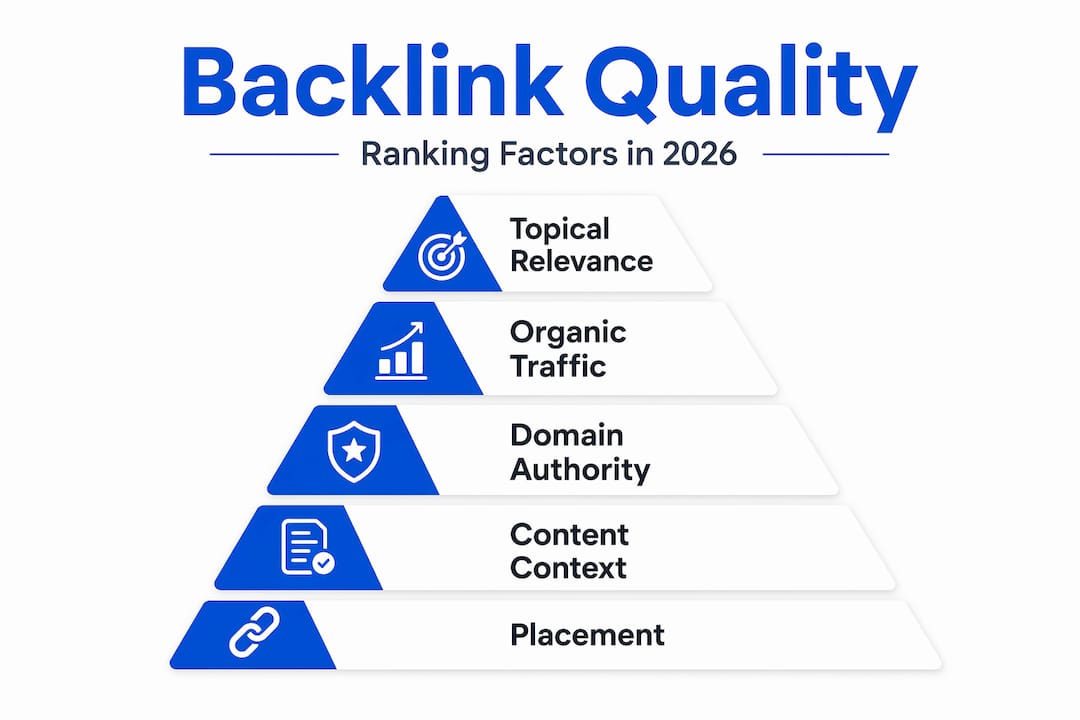 Hierarchy infographic illustrating backlink quality ranking