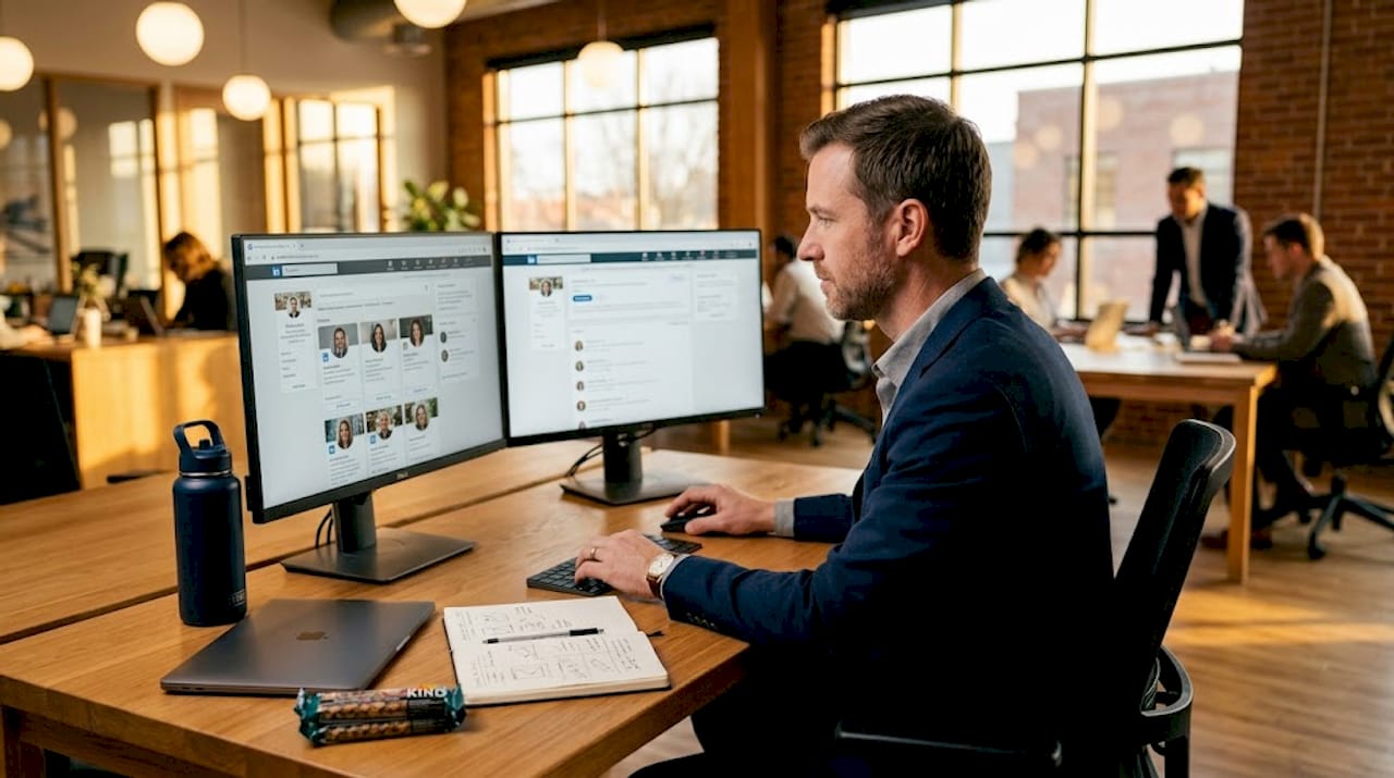Recruiter examines candidate LinkedIn profile photos