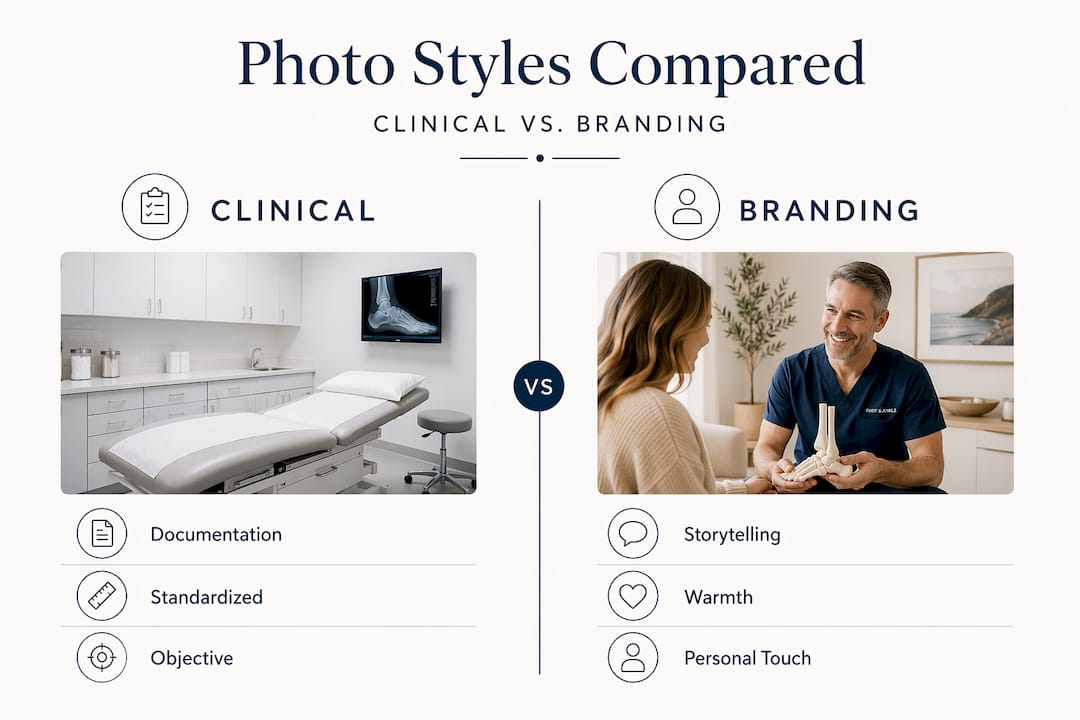 Infographic compares clinical vs branding photography