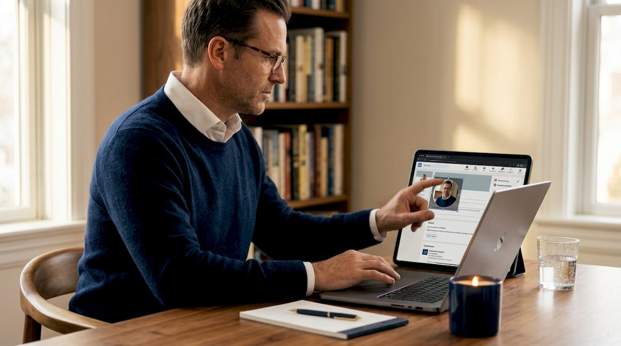Man adjusting LinkedIn circular photo crop
