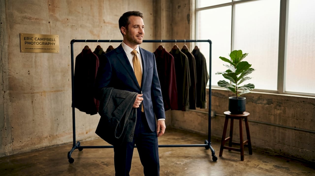 Man showcasing professional headshot outfit colors