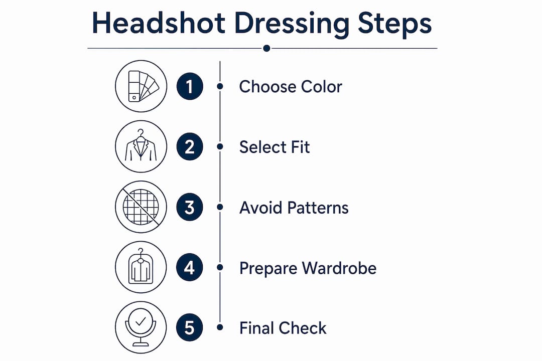 Infographic with five steps for dressing professionally