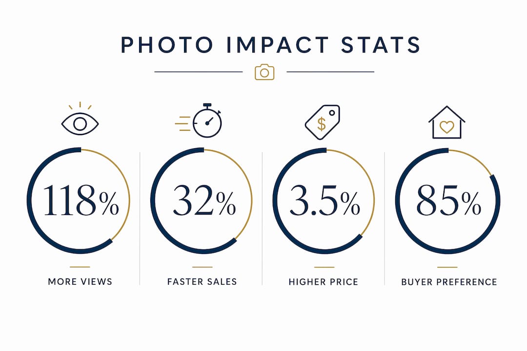 Infographic illustrating key real estate photo statistics