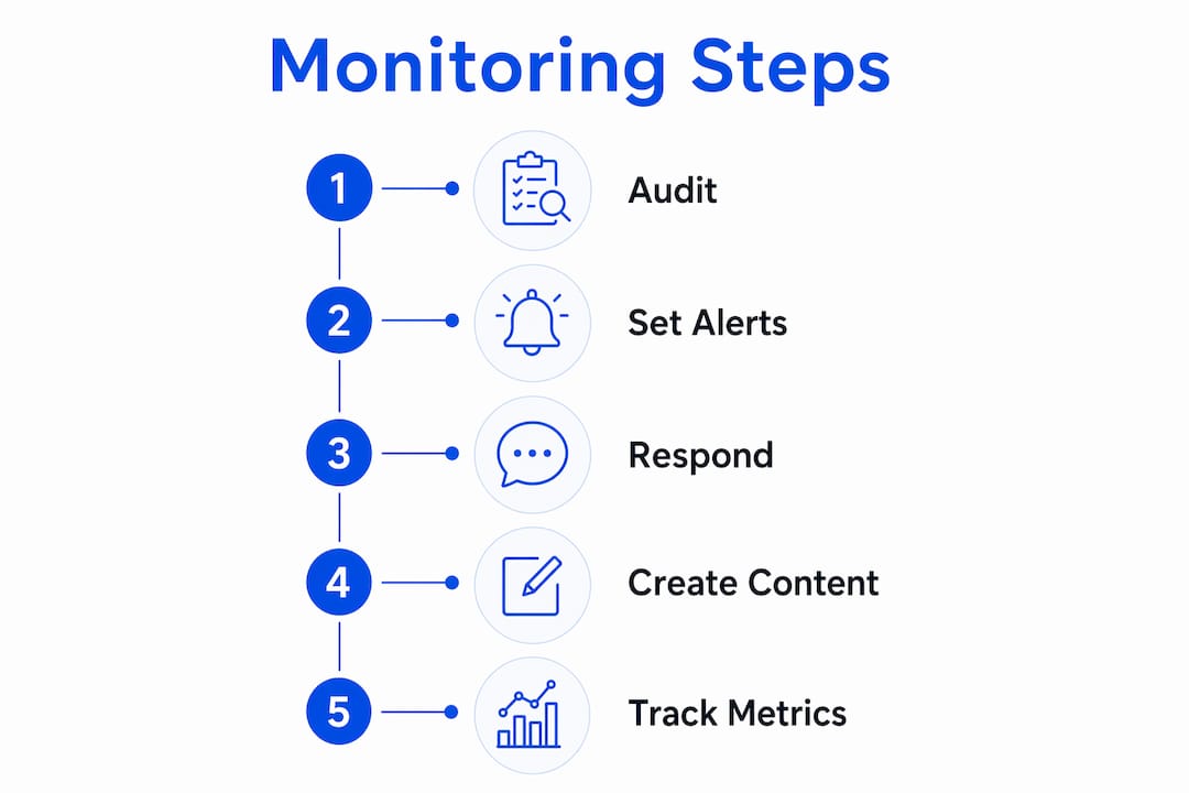 Infographic outlining steps for monitoring online presence
