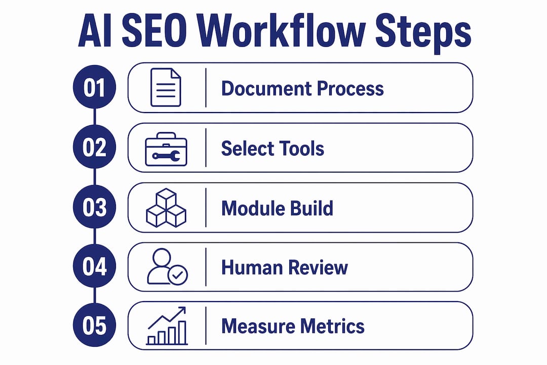 Infographic of AI SEO workflow steps