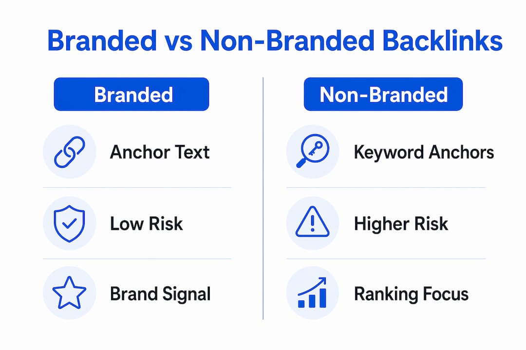Infographic comparing branded and non-branded backlinks