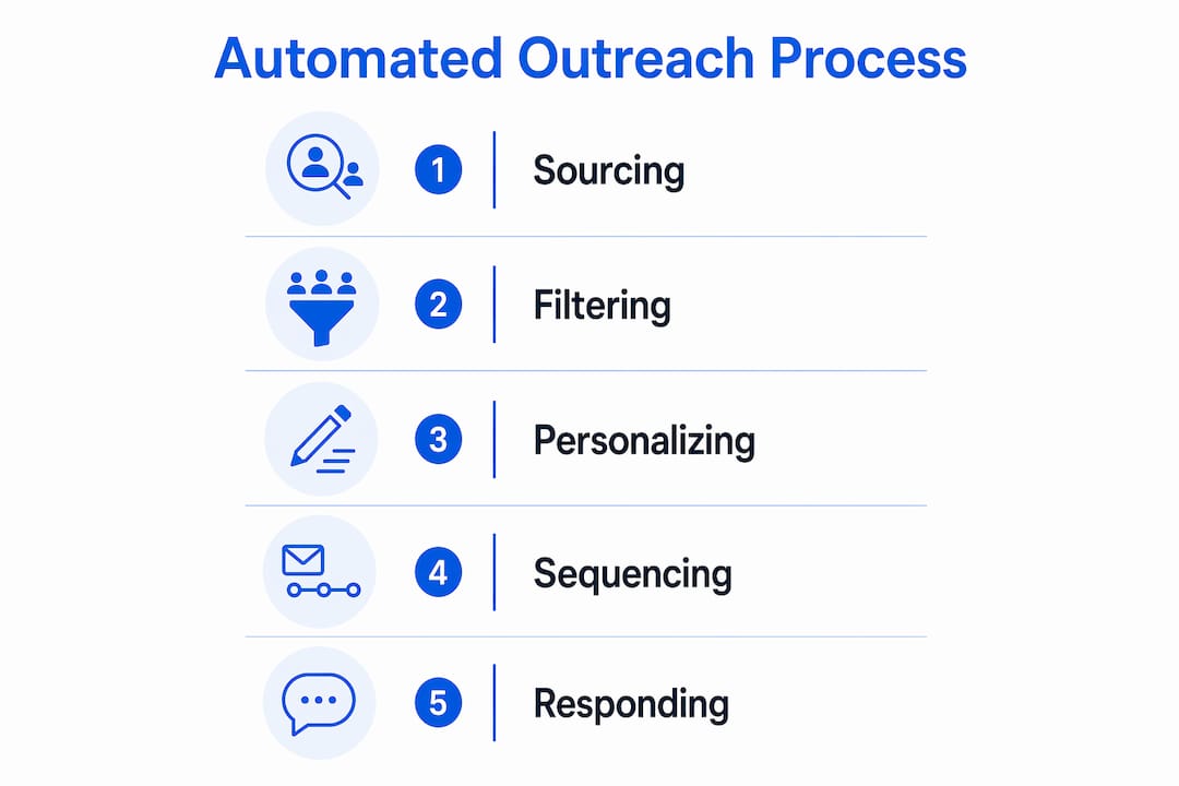 Infographic showing automated outreach process steps
