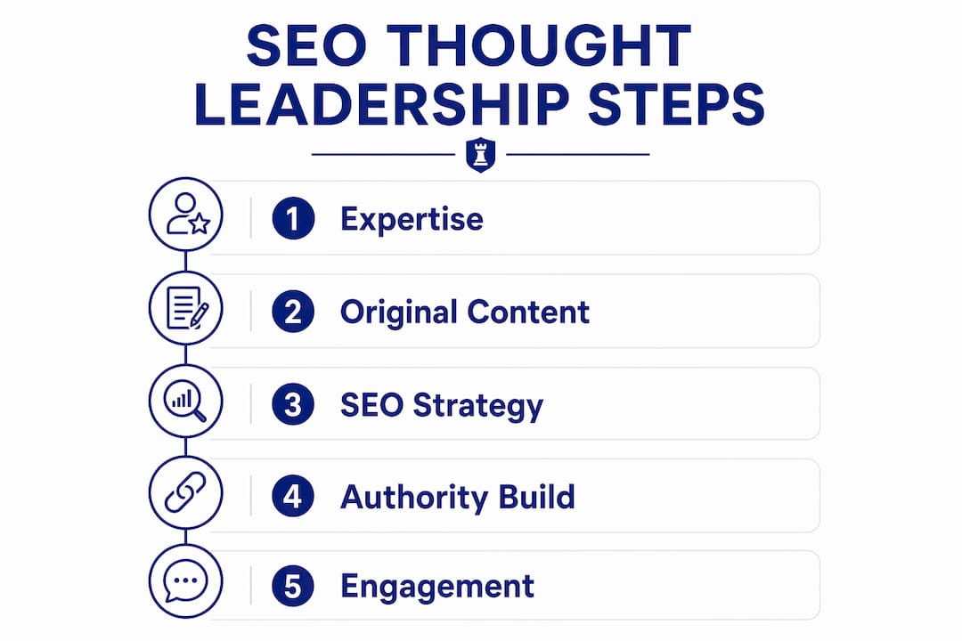 Infographic illustrating SEO thought leadership steps