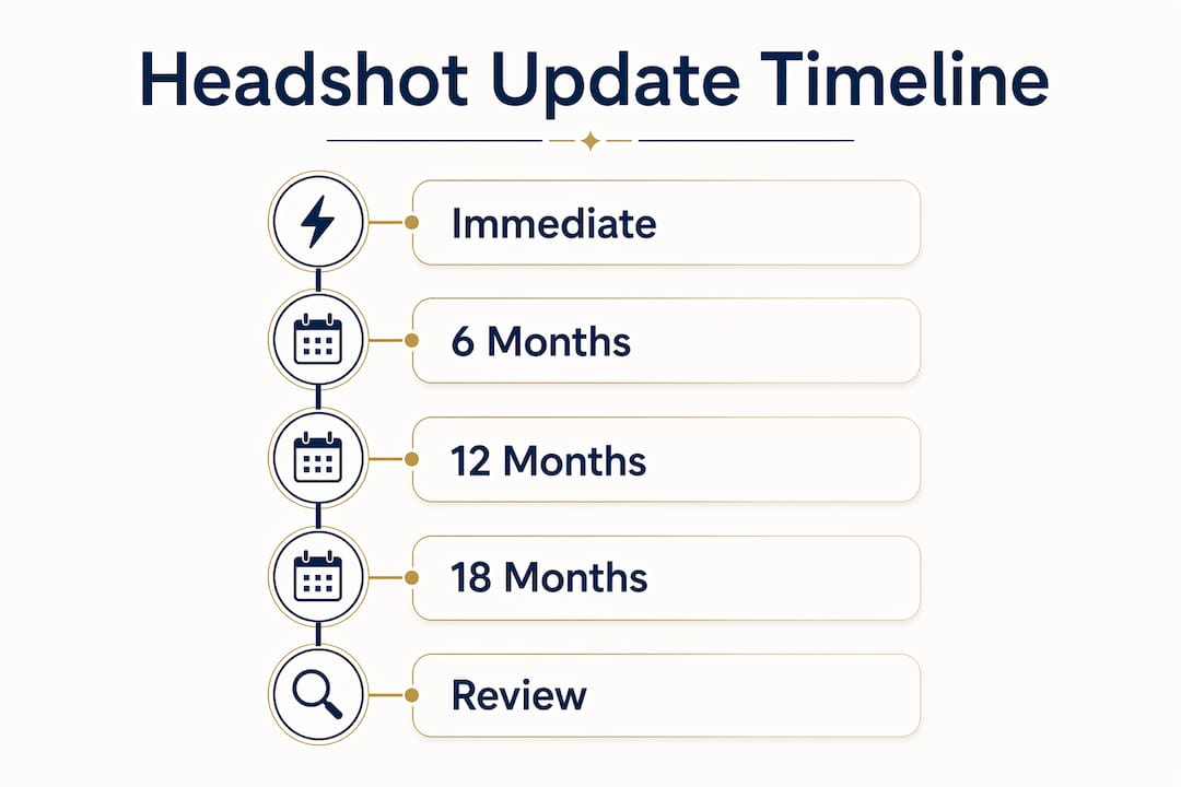 Infographic illustrating actor headshot update timeline