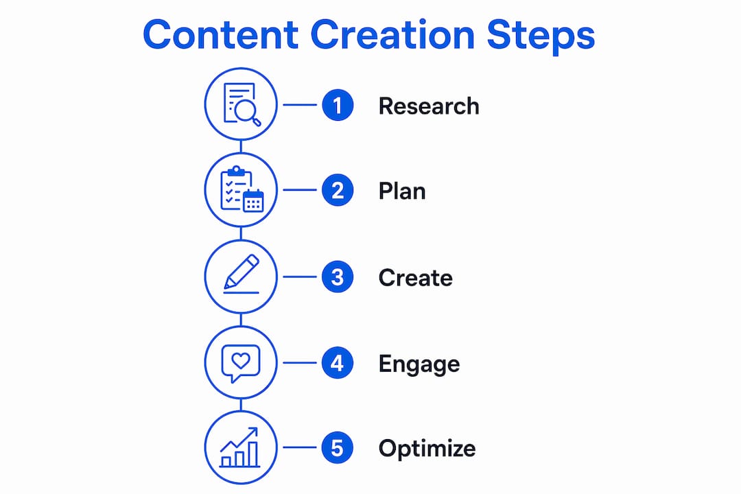 Infographic illustrating content creation steps