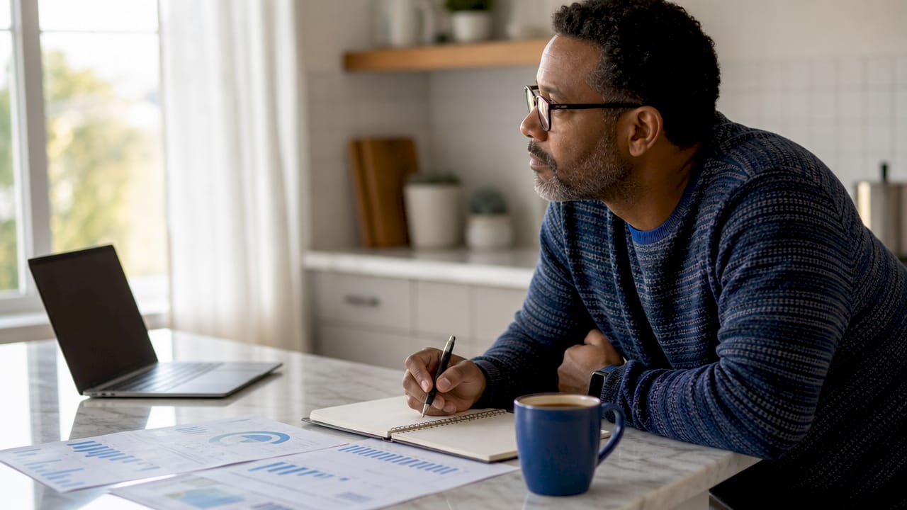 Man reviewing social listening and monitoring documents