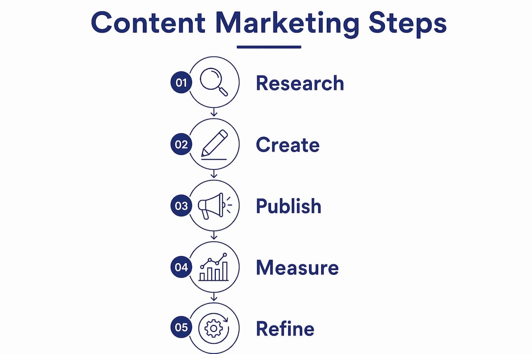 Infographic showing content marketing steps