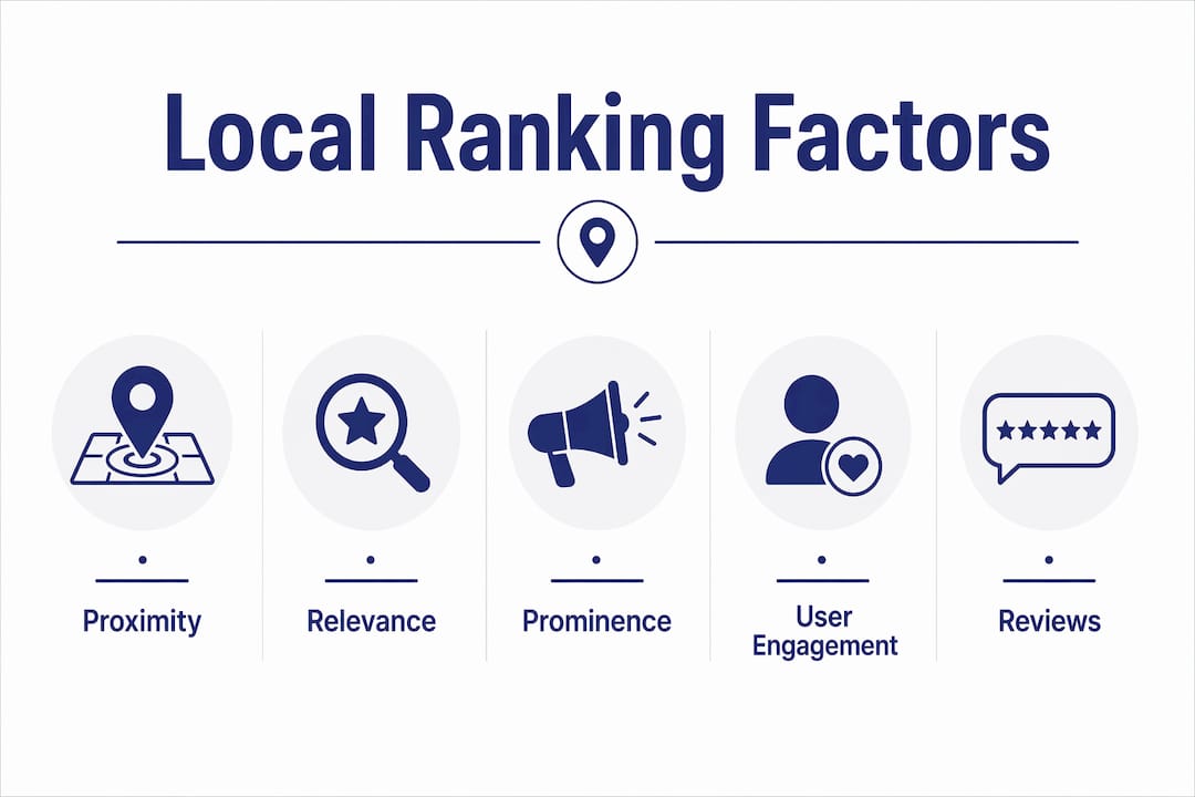 Infographic showing key local ranking factors