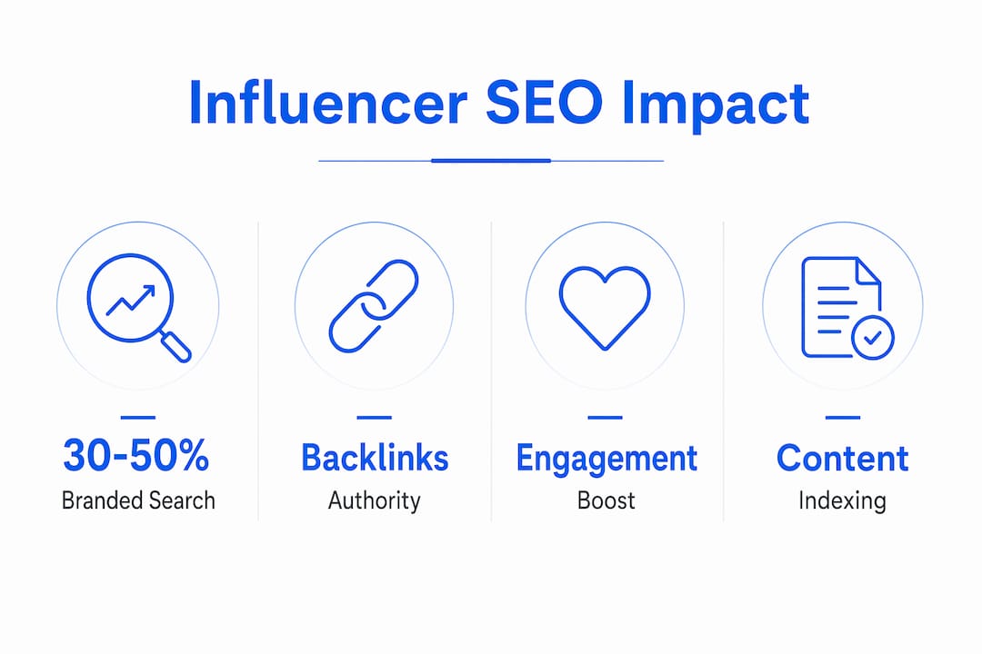 Infographic showing influencer marketing SEO impact statistics