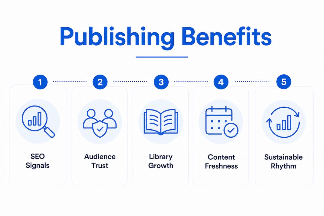 Infographic illustrating benefits of regular publishing