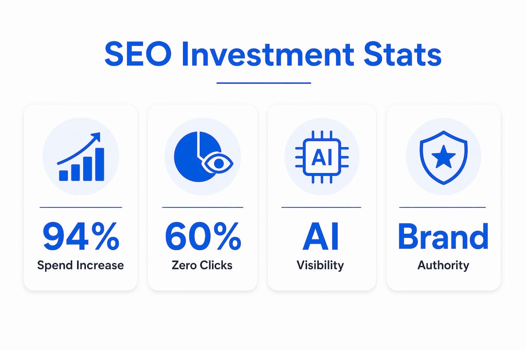 Infographic illustrating key SEO investment statistics