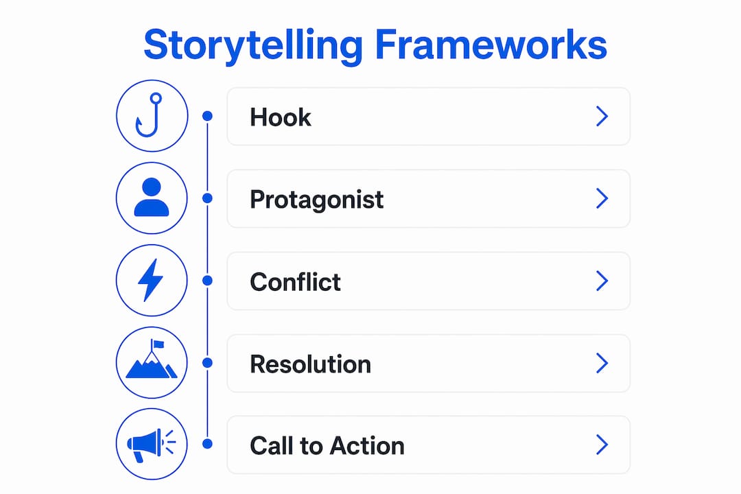 Infographic showing storytelling framework steps