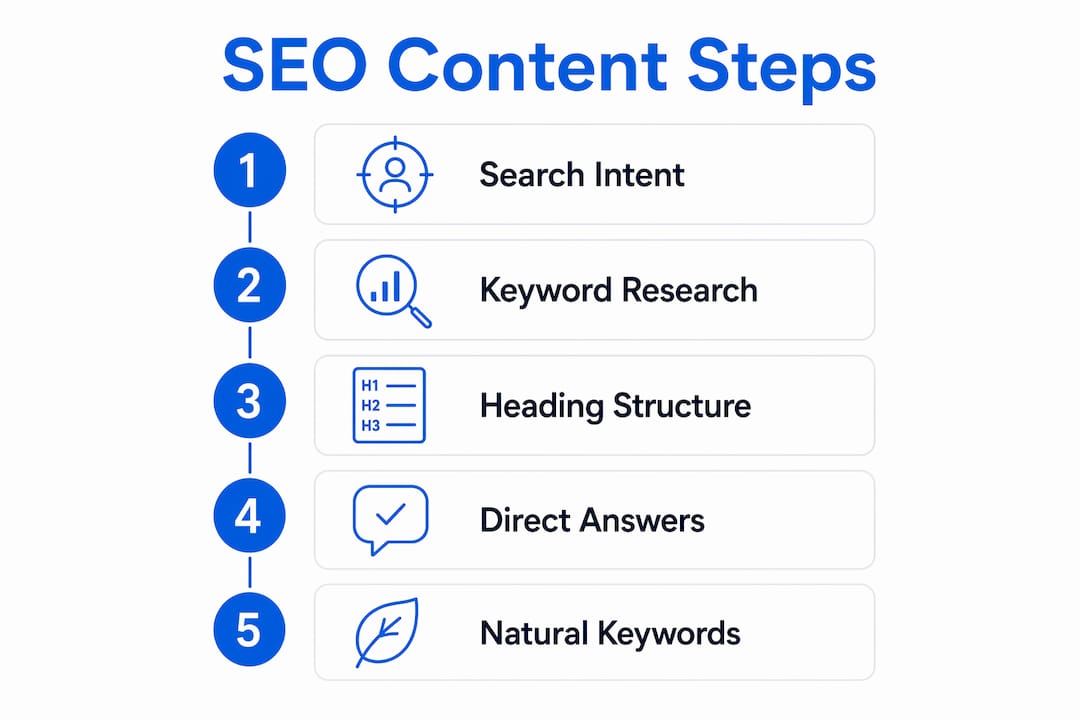 Infographic showing SEO content steps