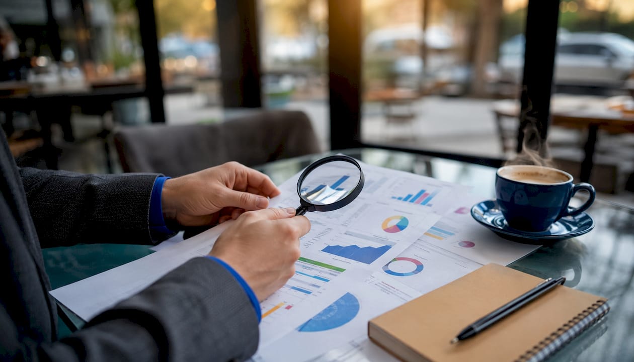 Hands inspecting backlink quality report closely