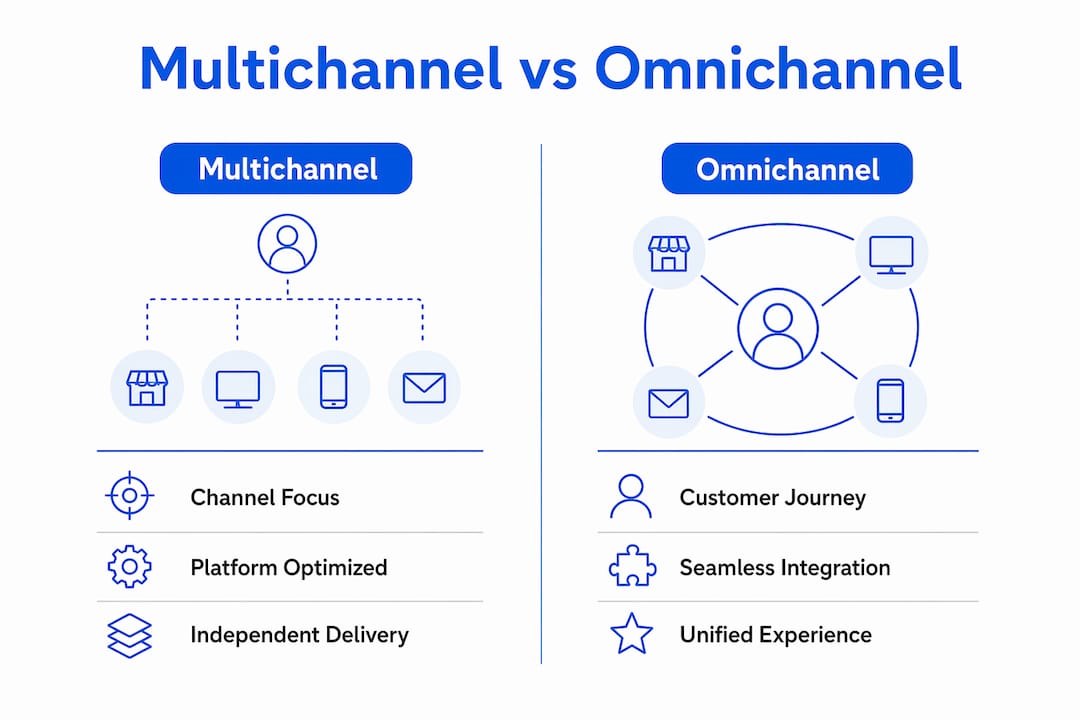Infographic comparing multichannel and omnichannel marketing